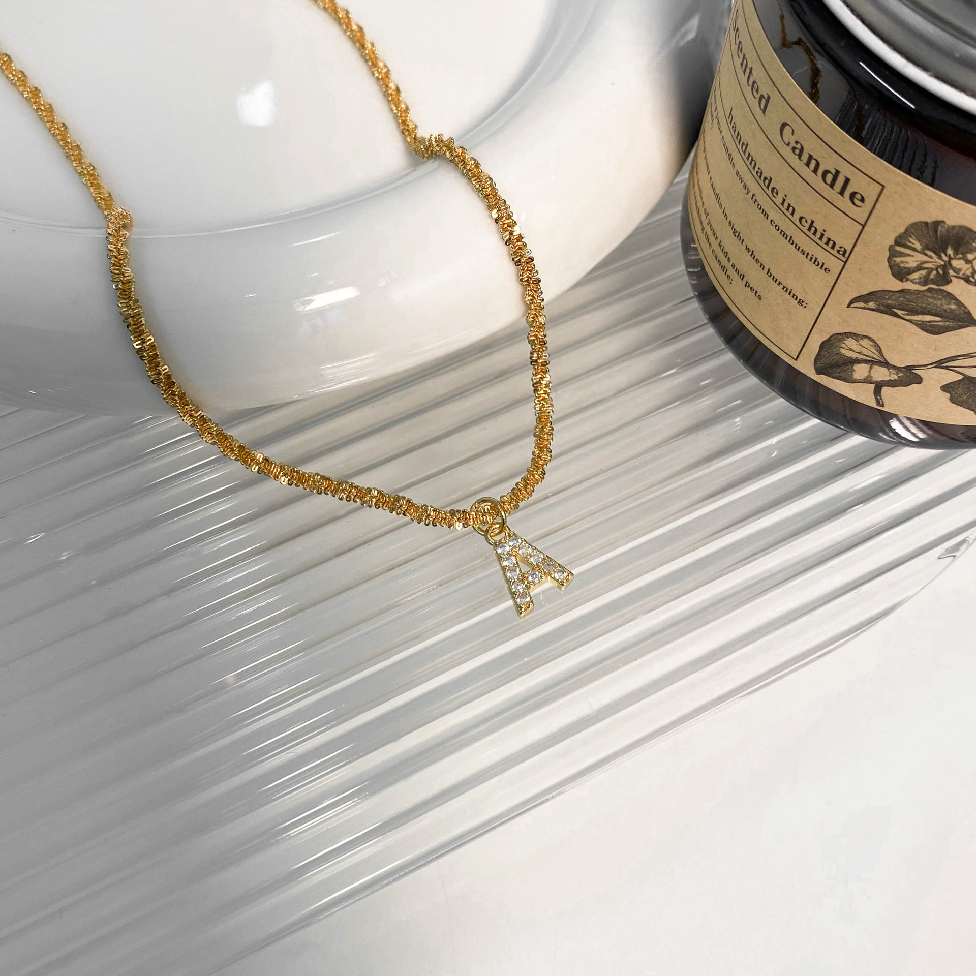 Einfacher Stil Brief Titan Stahl Inlay Zirkon Halskette Mit Anhänger display picture 19