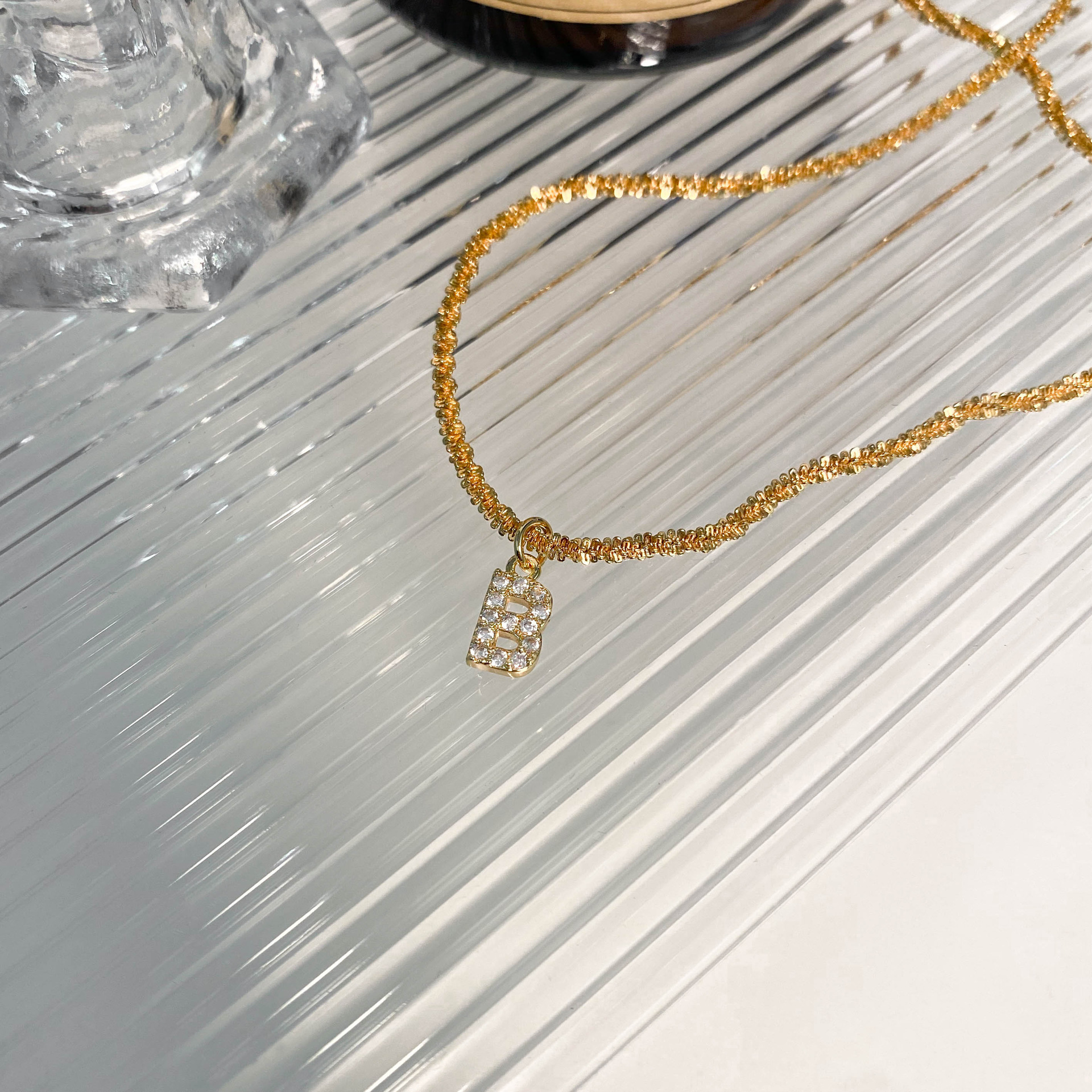 Einfacher Stil Brief Titan Stahl Inlay Zirkon Halskette Mit Anhänger display picture 20