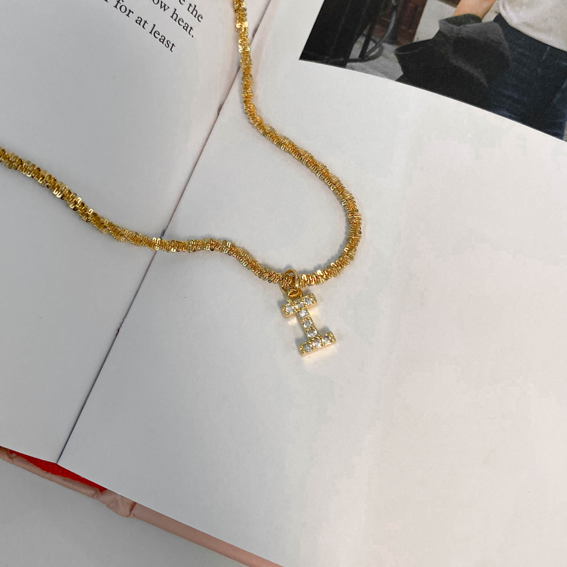 Einfacher Stil Brief Titan Stahl Inlay Zirkon Halskette Mit Anhänger display picture 23
