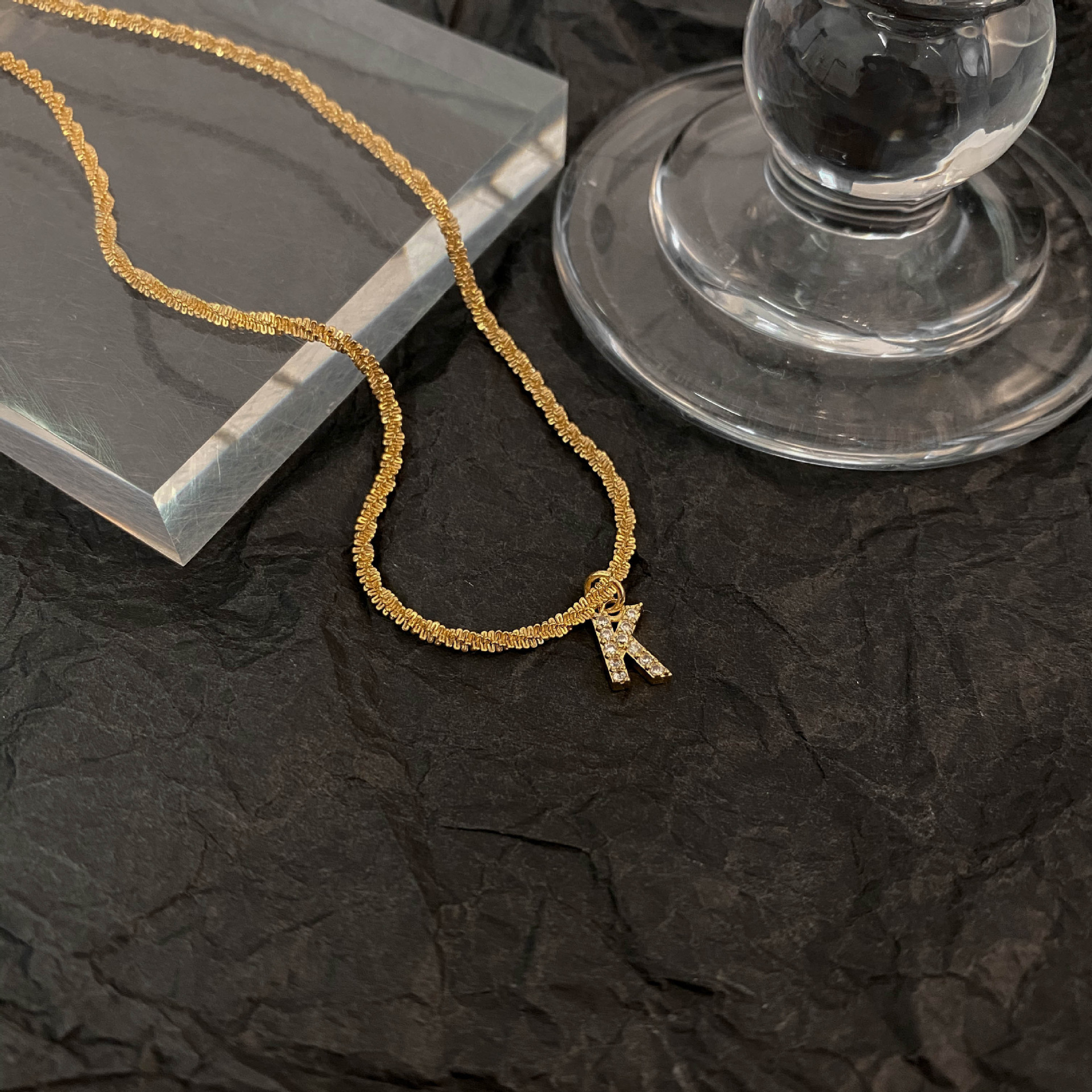 Einfacher Stil Brief Titan Stahl Inlay Zirkon Halskette Mit Anhänger display picture 31