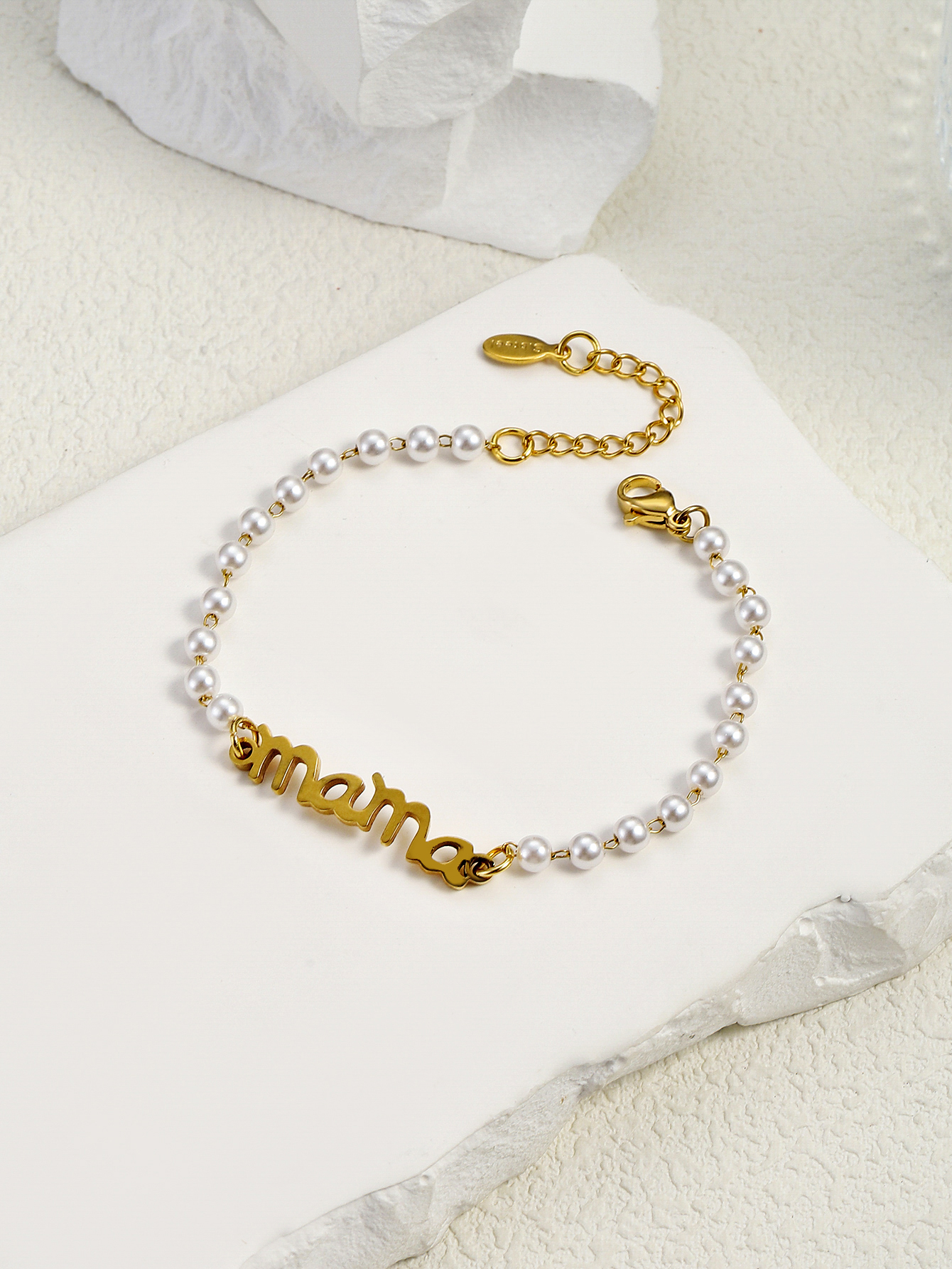 Elegant Letter Stainless Steel Imitation Pearl Wholesale Bracelets display picture 1