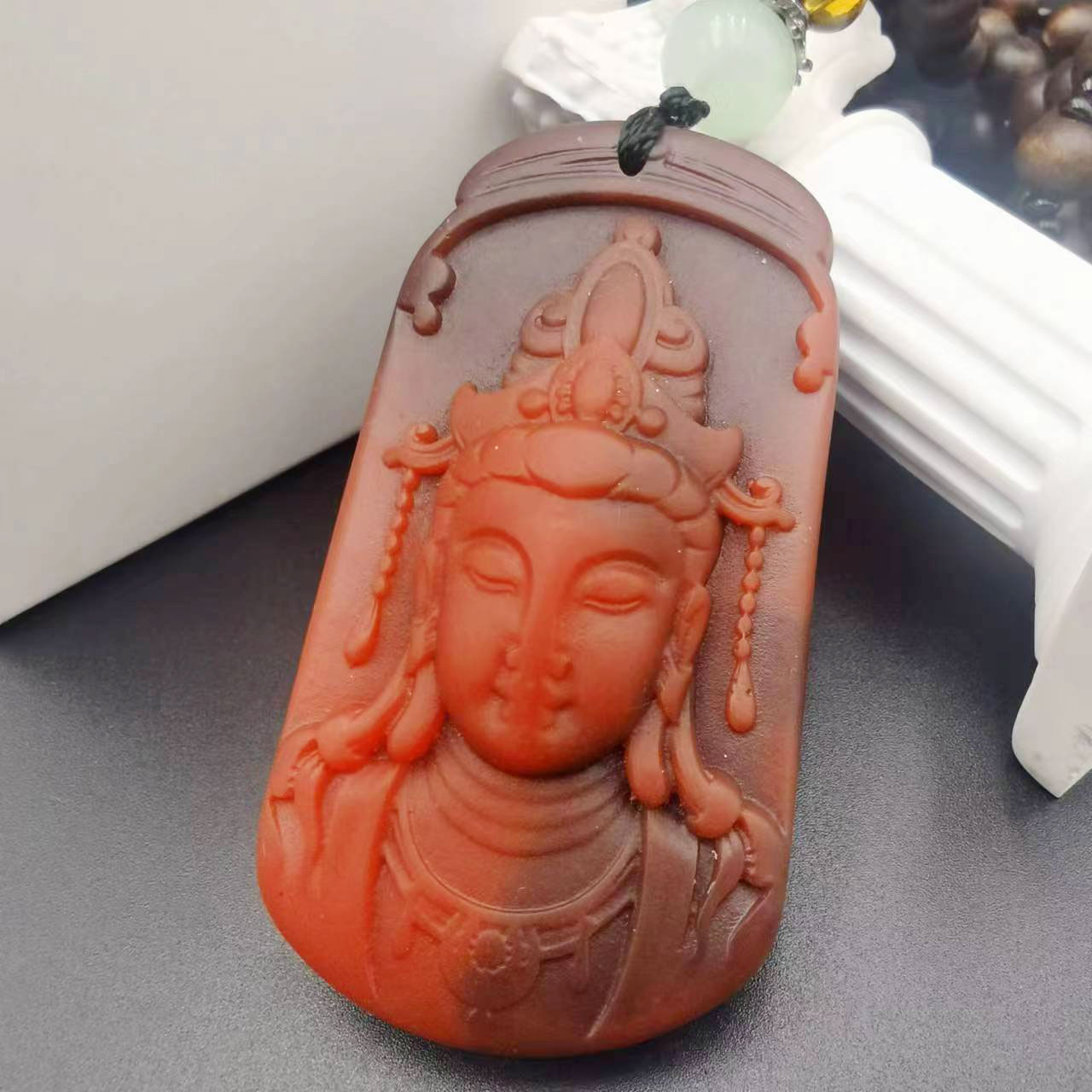 Casual Retro Ethnic Style Buddha Resin Carving Unisex Pendant Necklace display picture 5