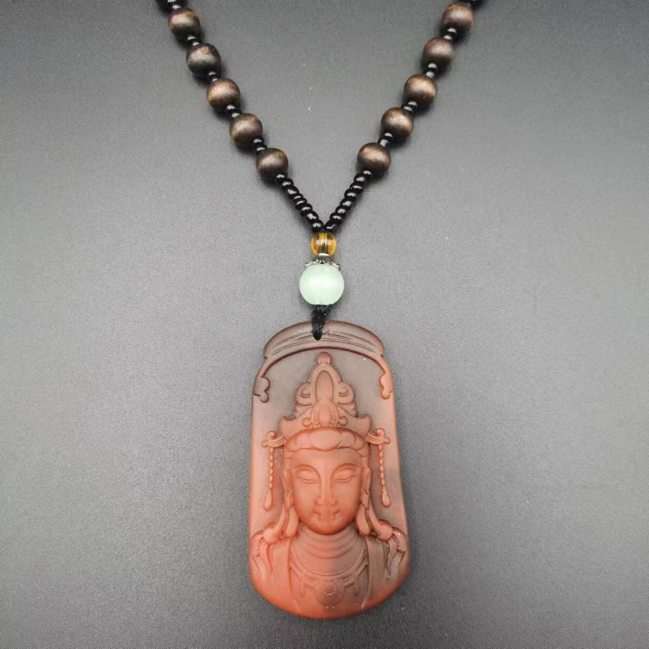 Casual Retro Ethnic Style Buddha Resin Carving Unisex Pendant Necklace display picture 3