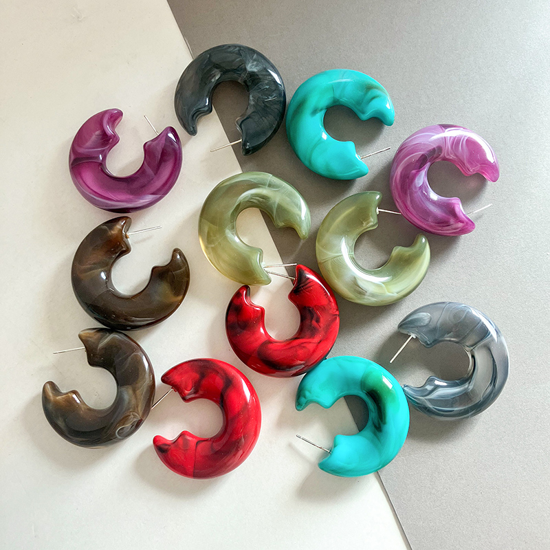 1 Pair Casual Simple Style Roman Style C Shape 304 Stainless Steel Arylic Ear Studs display picture 2