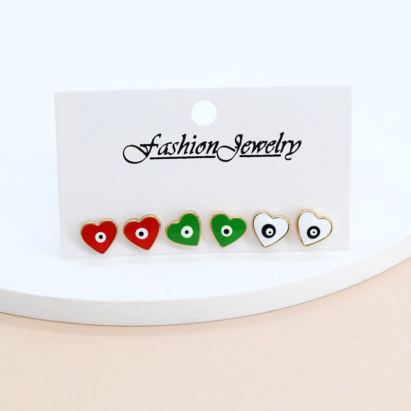 1 Set Cute Simple Style Heart Shape Alloy Ear Studs display picture 1