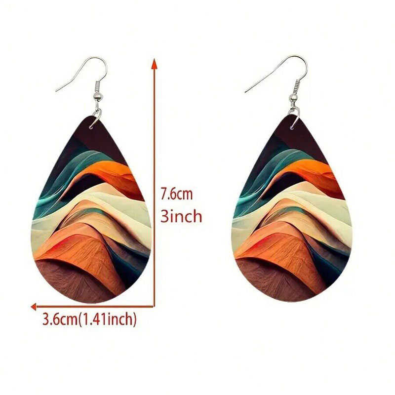 1 Pair Retro Simple Style Color Block Pu Leather Drop Earrings display picture 1