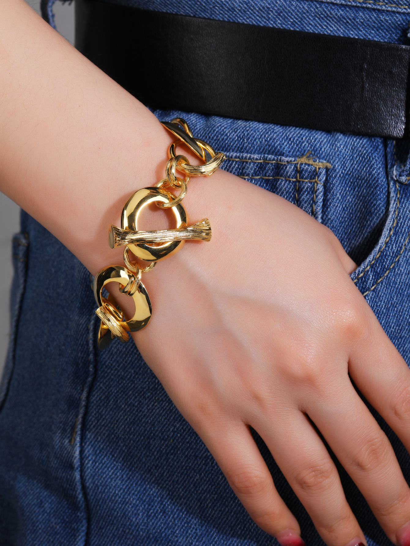 Punk Simple Style Geometric Copper 18k Gold Plated Bracelets In Bulk display picture 1