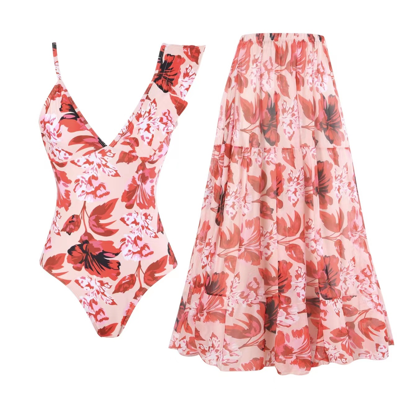 Women's Sexy Flower Printing 2 Pieces Set One Piece Swimwear display picture 1