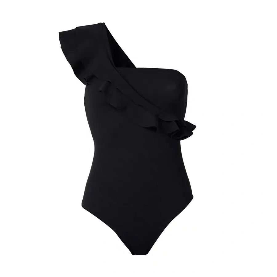 Women's Simple Style Color Block Ruffles Hollow Out One Piece Swimwear display picture 5