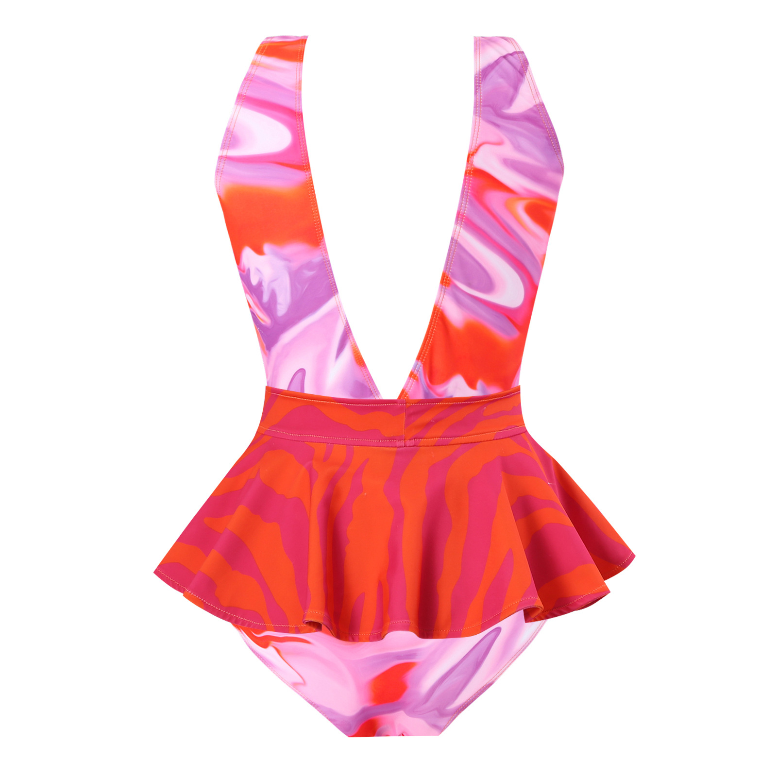 Women's Beach Color Block Printing One Piece Swimwear display picture 3