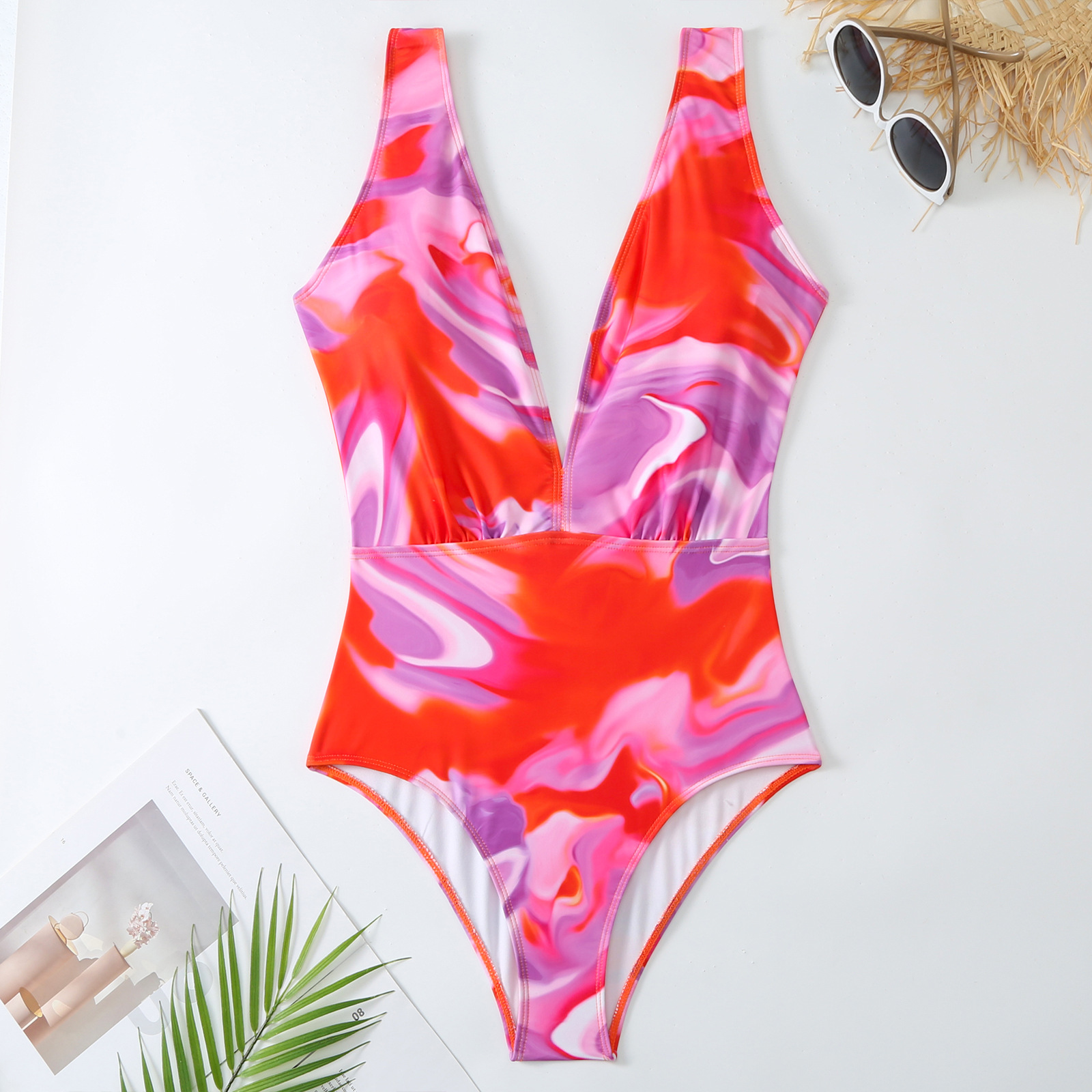 Women's Beach Color Block Printing One Piece Swimwear display picture 5
