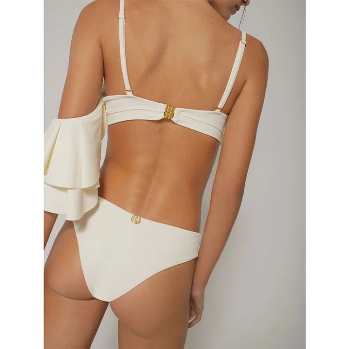 Women's Solid Color Flower Ruffles Backless Bikinis Swimwear display picture 5