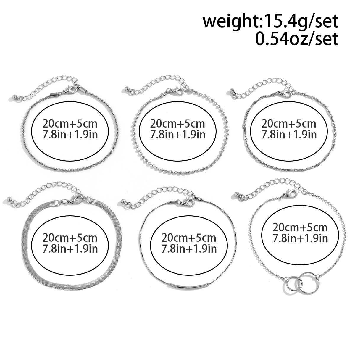 Simple Style Geometric Double Ring Iron Copper Wholesale Anklet display picture 1