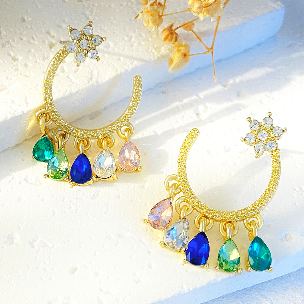 1 Pair Ig Style Vintage Style Geometric Water Droplets Plating Alloy Ear Studs display picture 4