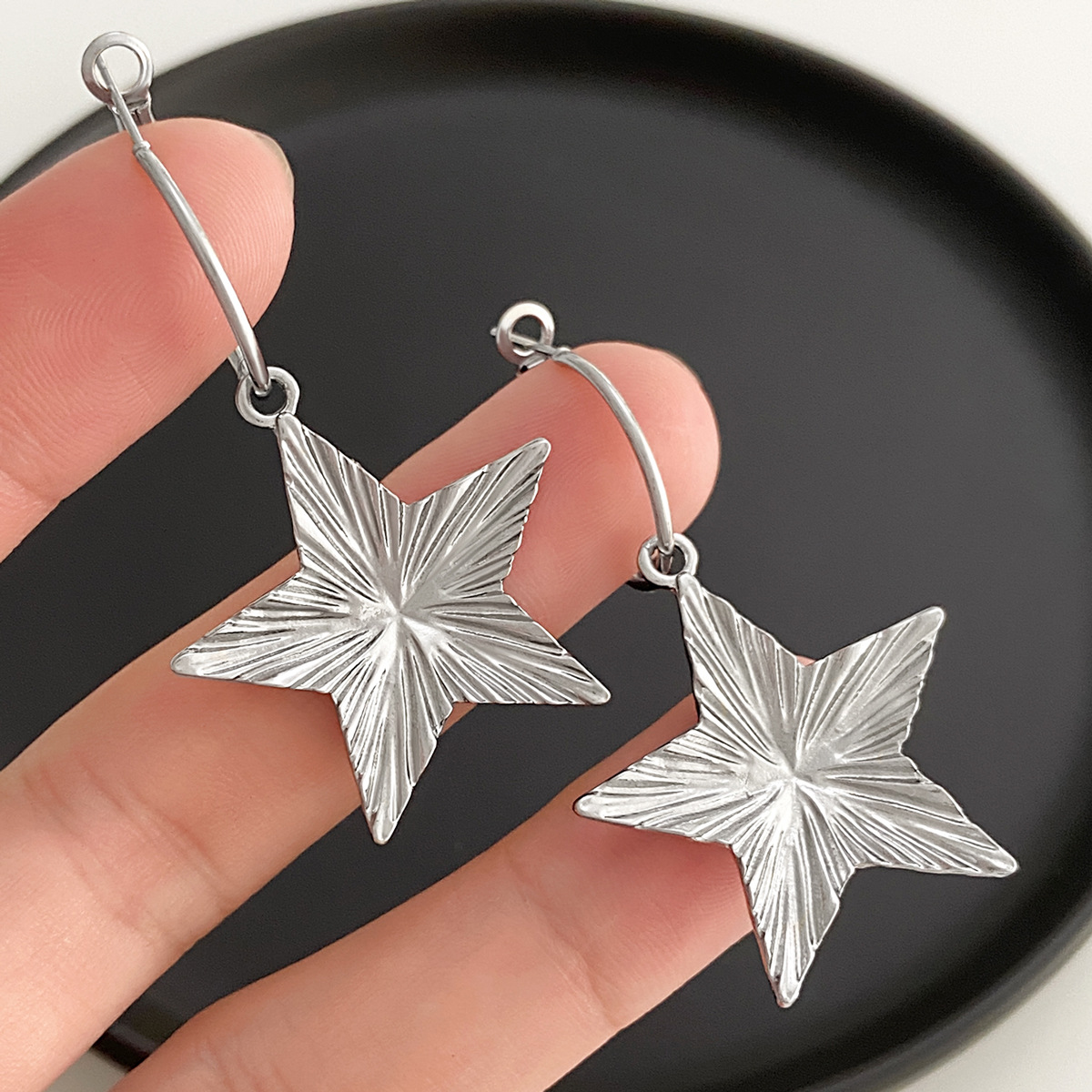 1 Paire Style Simple Géométrique Star Placage Alliage Boucles D'oreilles display picture 4