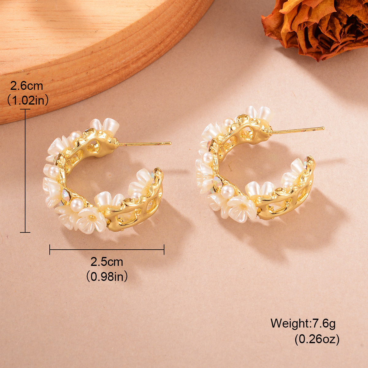 1 Pair Casual Elegant Flower Plating Alloy Rhinestones Pearl 14k Gold Plated Ear Studs display picture 6