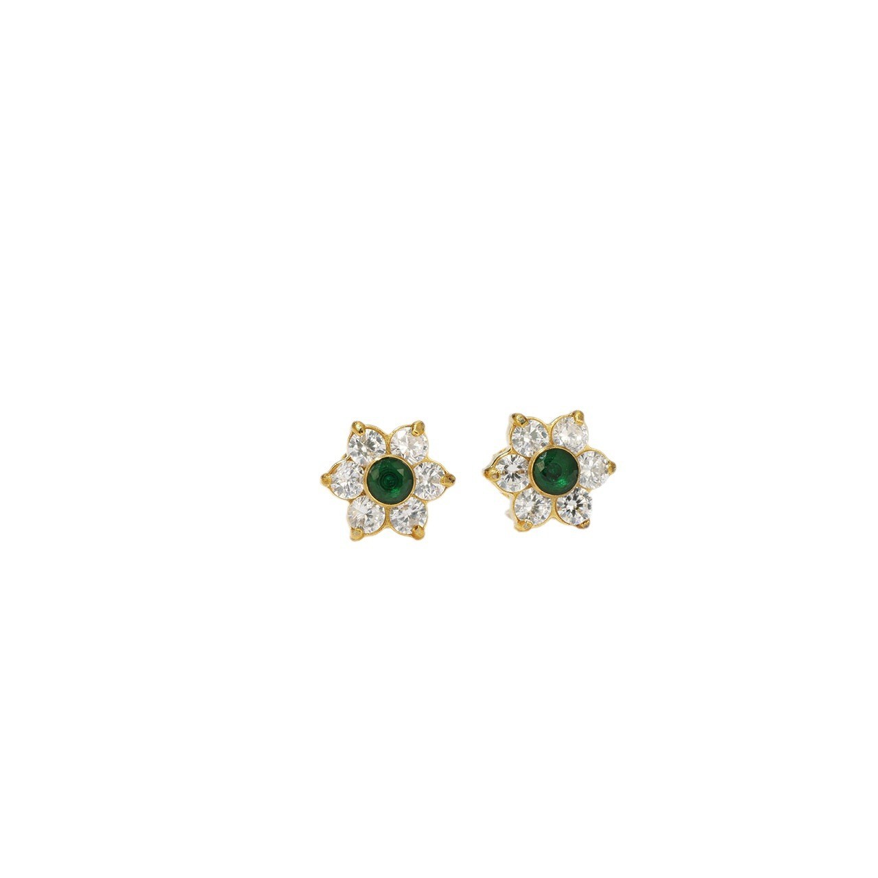 1 Paire Sucré Style Simple Fleur Placage Incruster Acier Inoxydable Zircon Or Blanc Plaqué Plaqué Or Boucles D'oreilles display picture 4