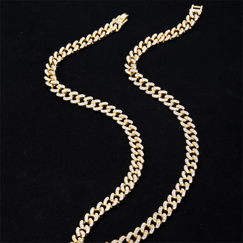 Hip-hop Solid Color Alloy Plating Inlay Rhinestones White Gold Plated Gold Plated Men's Bracelets Necklace display picture 3