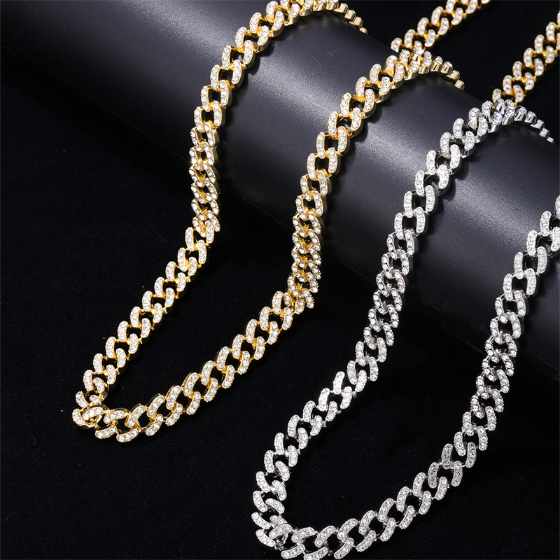 Hip-hop Solid Color Alloy Plating Inlay Rhinestones White Gold Plated Gold Plated Men's Bracelets Necklace display picture 4