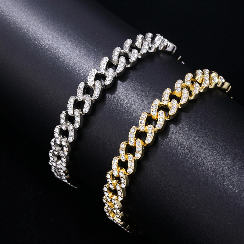 Hip-hop Solid Color Alloy Plating Inlay Rhinestones White Gold Plated Gold Plated Men's Bracelets Necklace display picture 8