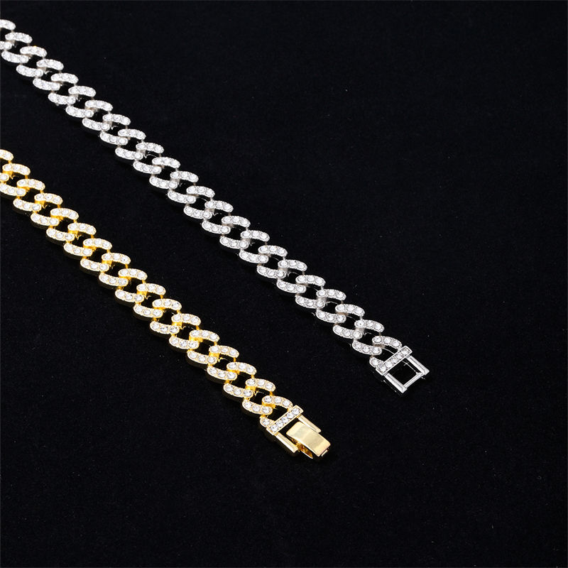Hip-hop Solid Color Alloy Plating Inlay Rhinestones White Gold Plated Gold Plated Men's Bracelets Necklace display picture 7