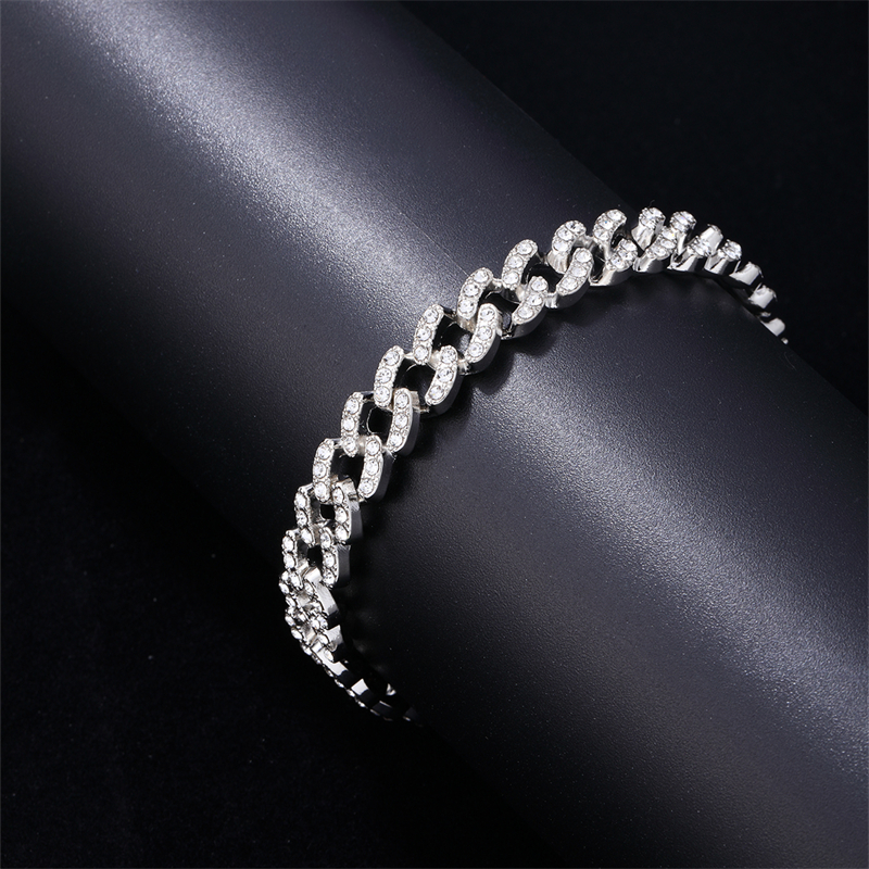 Hip-hop Solid Color Alloy Plating Inlay Rhinestones White Gold Plated Gold Plated Men's Bracelets Necklace display picture 11