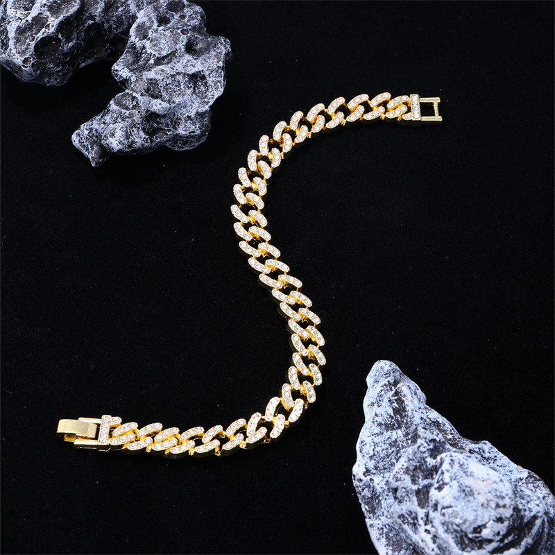 Hip-hop Solid Color Alloy Plating Inlay Rhinestones White Gold Plated Gold Plated Men's Bracelets Necklace display picture 10