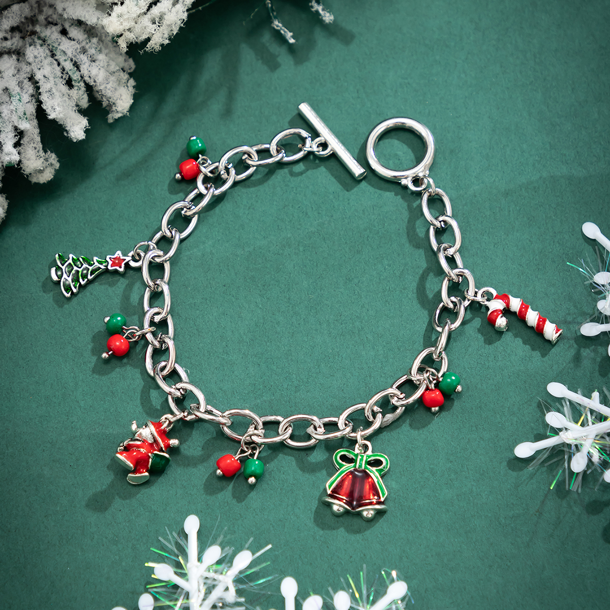 Cartoon Style Simple Style Christmas Tree Bell Alloy Enamel Iron Buckle Enamel Women's Bracelets display picture 5