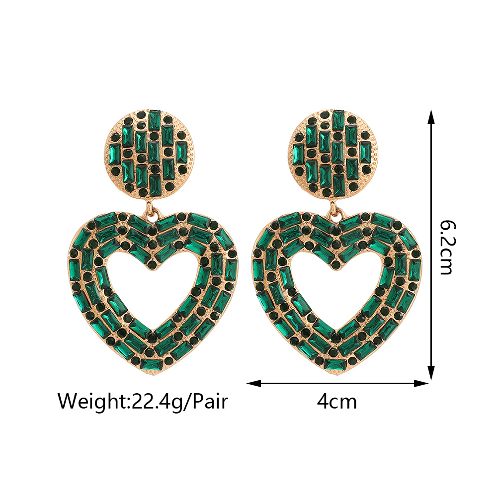 1 Pair Elegant Luxurious Lady Heart Shape Plating Inlay Zinc Alloy Rhinestones Drop Earrings display picture 1