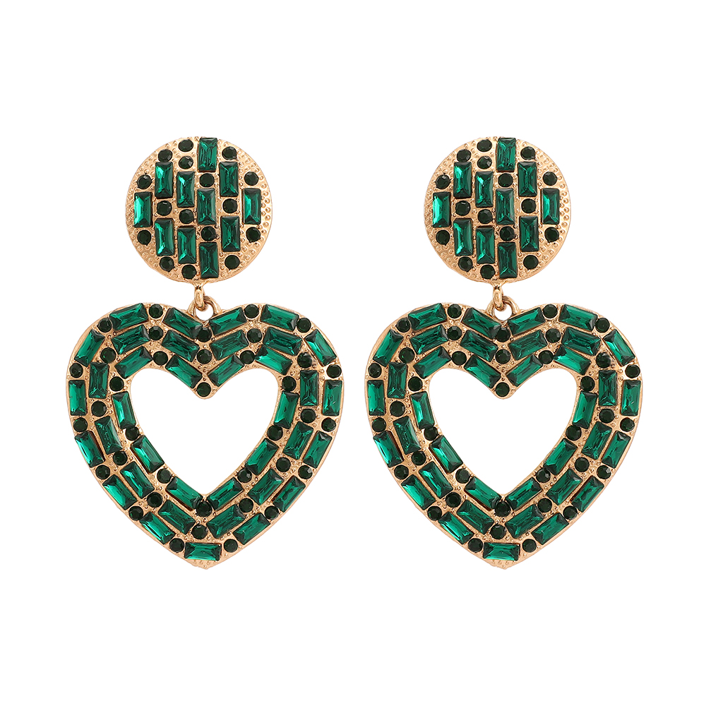 1 Pair Elegant Luxurious Lady Heart Shape Plating Inlay Zinc Alloy Rhinestones Drop Earrings display picture 2