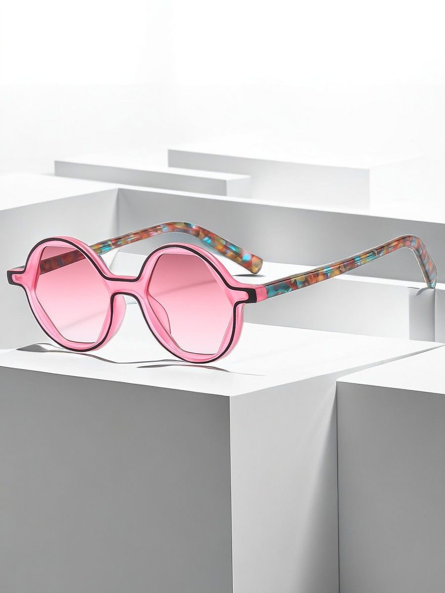 Einfacher Stil Farbblock Pc Runder Rahmen Vollbild Sonnenbrille Der Frauen display picture 1