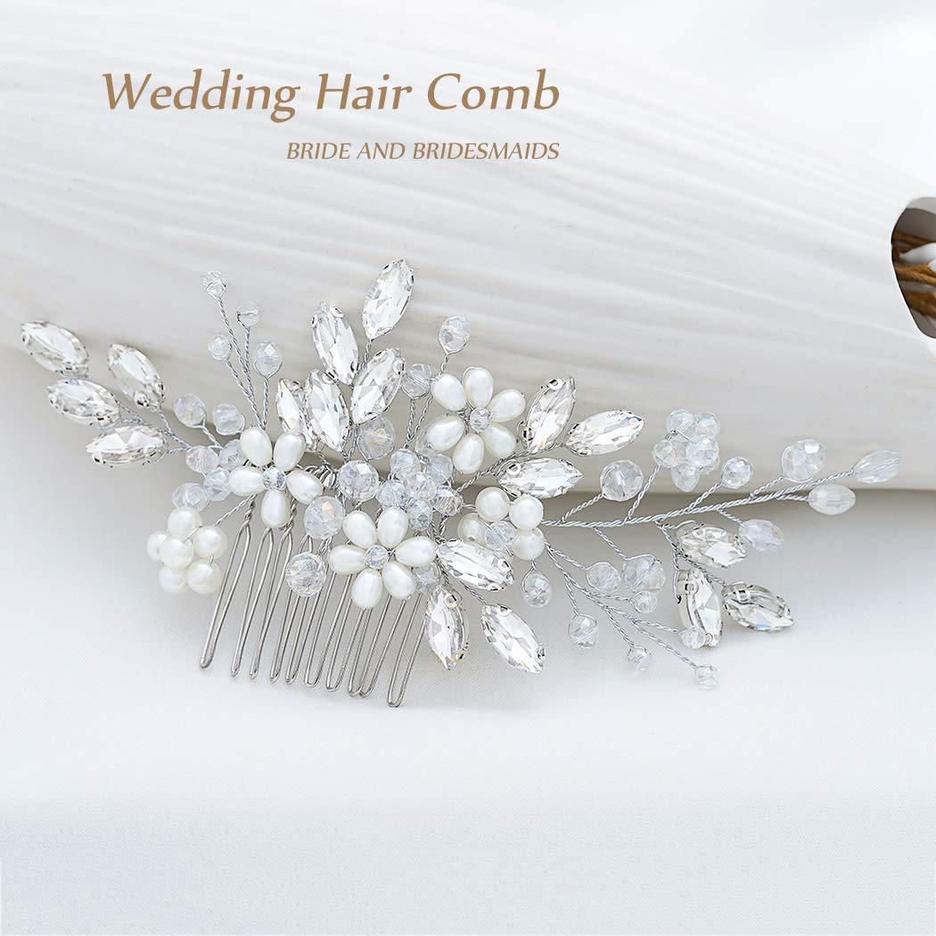 Women's Princess Wedding Geometric Color Block Artificial Pearl Alloy Glass Handmade Hair Combs display picture 3