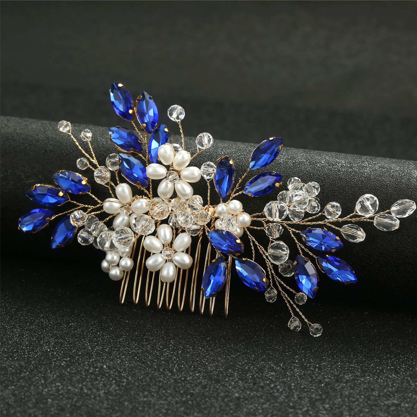 Women's Princess Wedding Geometric Color Block Artificial Pearl Alloy Glass Handmade Hair Combs display picture 6