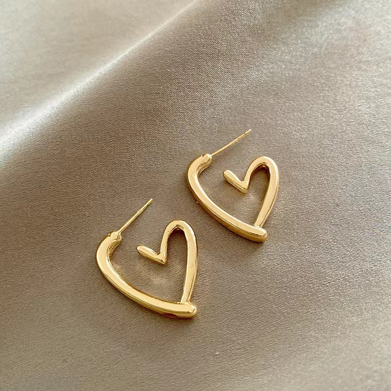1 Pair Simple Style Heart Shape Stainless Steel None Gold Plated Ear Studs display picture 4