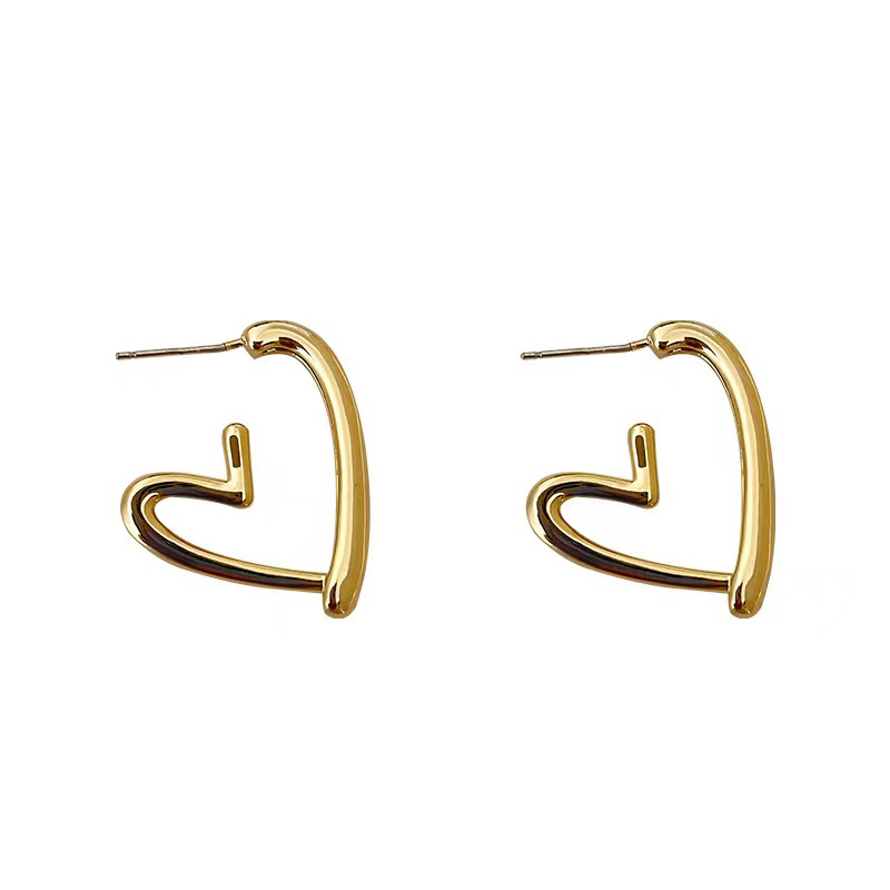 1 Pair Simple Style Heart Shape Stainless Steel None Gold Plated Ear Studs display picture 2