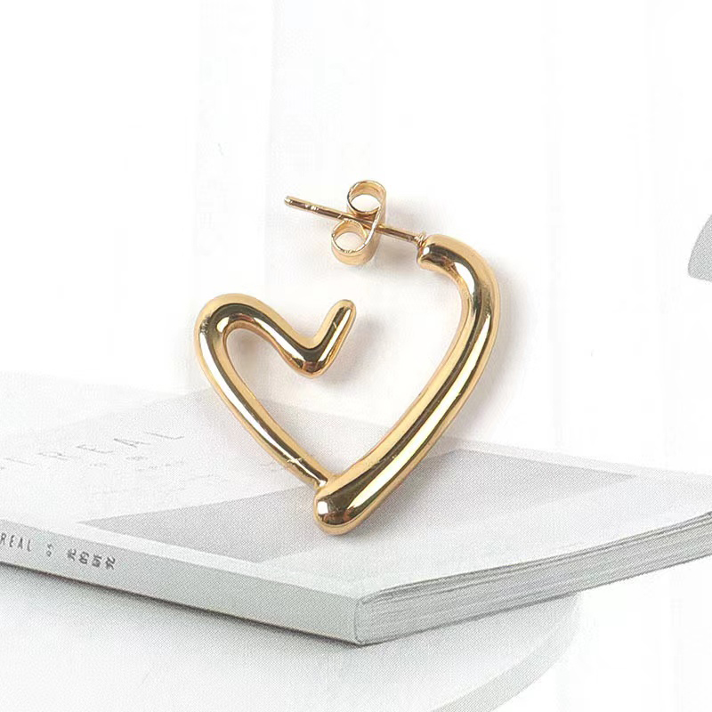 1 Pair Simple Style Heart Shape Stainless Steel None Gold Plated Ear Studs display picture 3