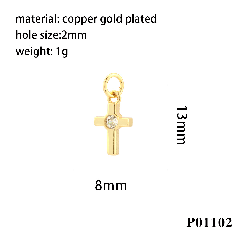 Simple Style Cross Copper Enamel Plating Inlay Zircon 18k Gold Plated Charms display picture 4