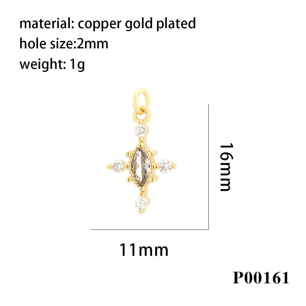 Simple Style Cross Copper Enamel Plating Inlay Zircon 18k Gold Plated Charms display picture 9