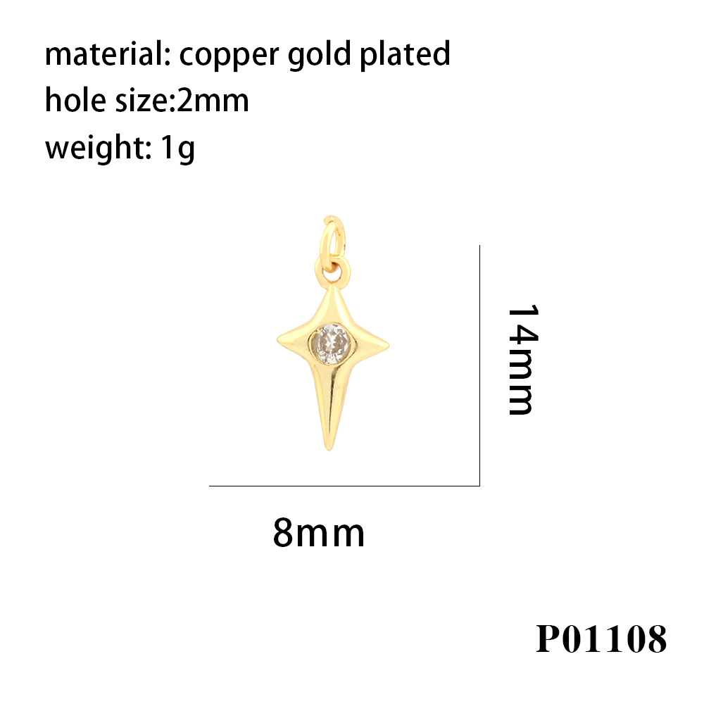 Simple Style Cross Copper Enamel Plating Inlay Zircon 18k Gold Plated Charms display picture 5