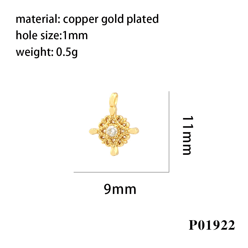 Simple Style Cross Copper Enamel Plating Inlay Zircon 18k Gold Plated Charms display picture 14