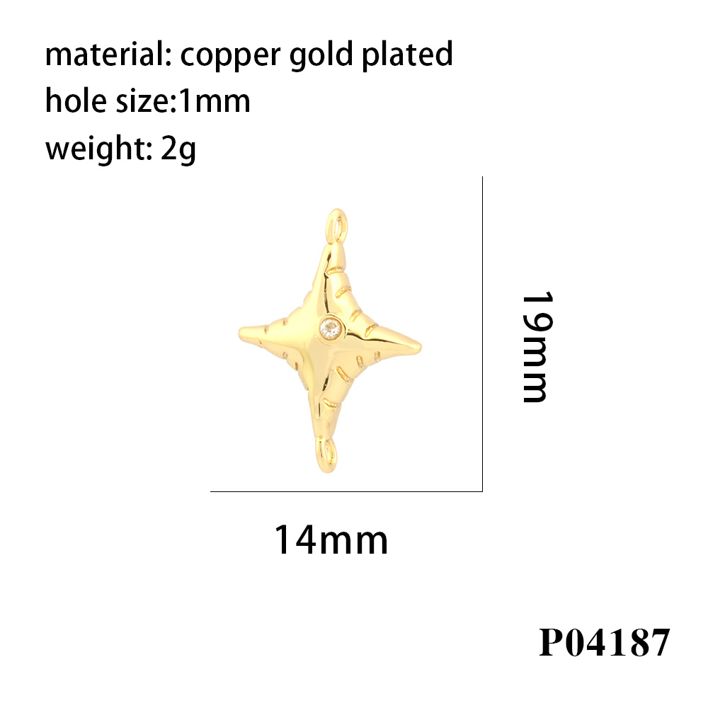 Simple Style Cross Copper Enamel Plating Inlay Zircon 18k Gold Plated Charms display picture 12