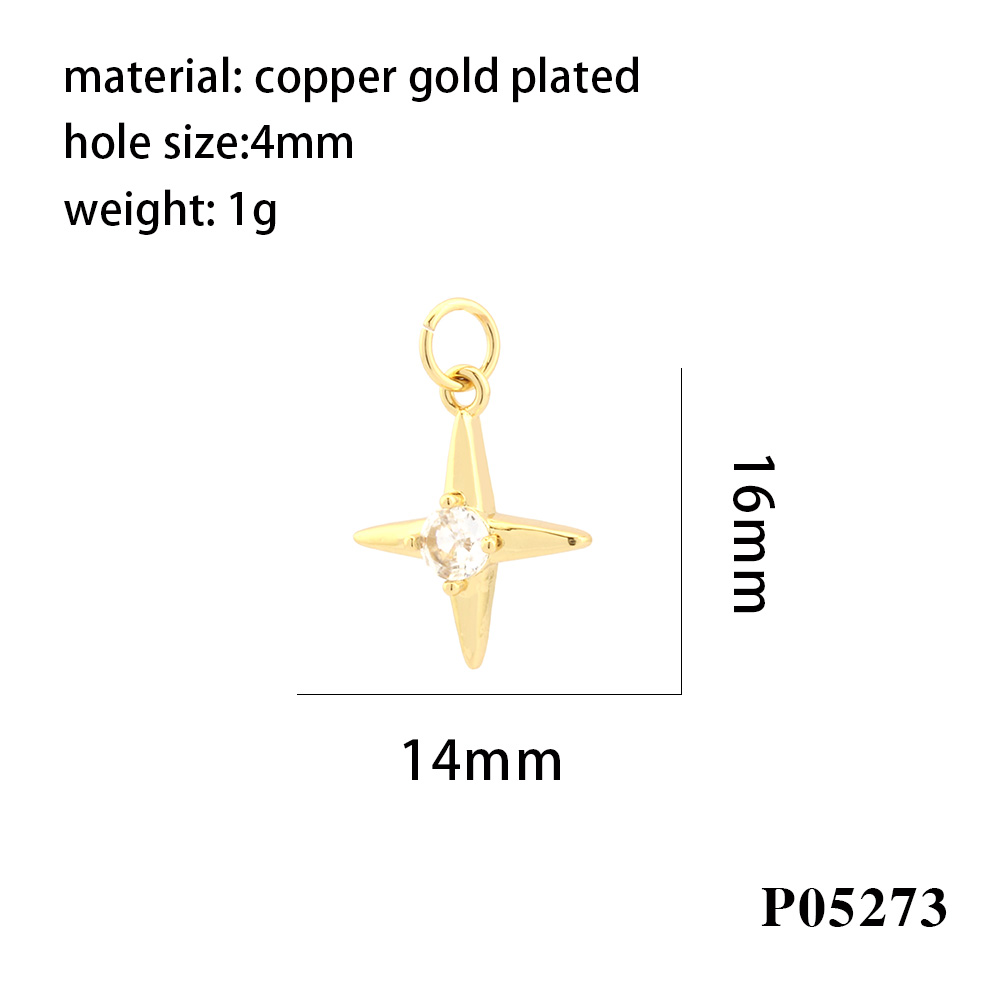 Simple Style Cross Copper Enamel Plating Inlay Zircon 18k Gold Plated Charms display picture 16