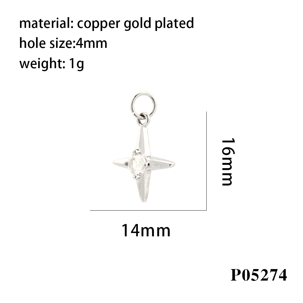 Simple Style Cross Copper Enamel Plating Inlay Zircon 18k Gold Plated Charms display picture 10