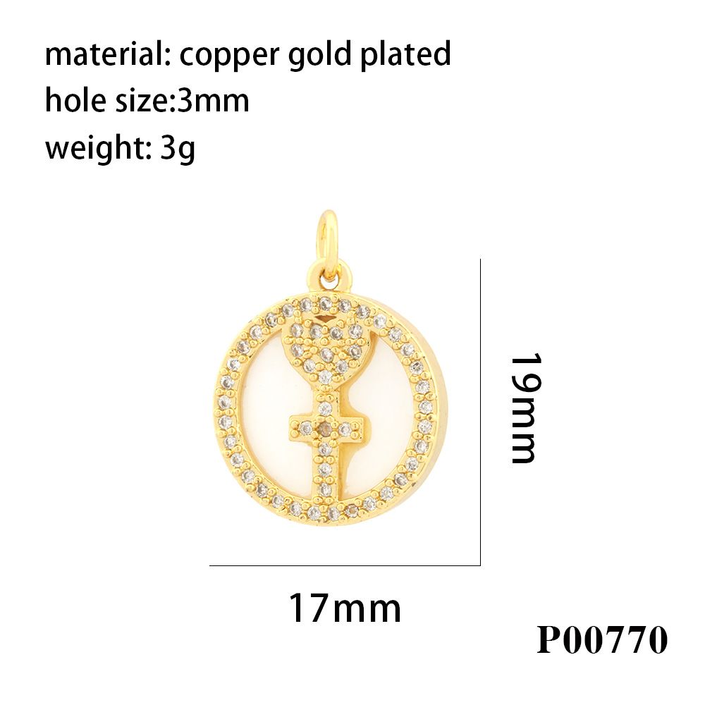 Hip-hop Simple Style Cross Copper Plating Inlay Zircon 18k Gold Plated Charms display picture 7