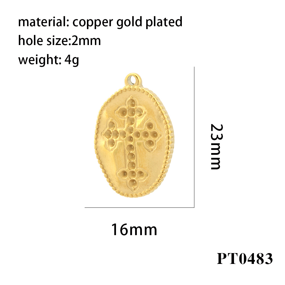 Hip-hop Simple Style Cross Copper Plating Inlay Zircon 18k Gold Plated Charms display picture 10