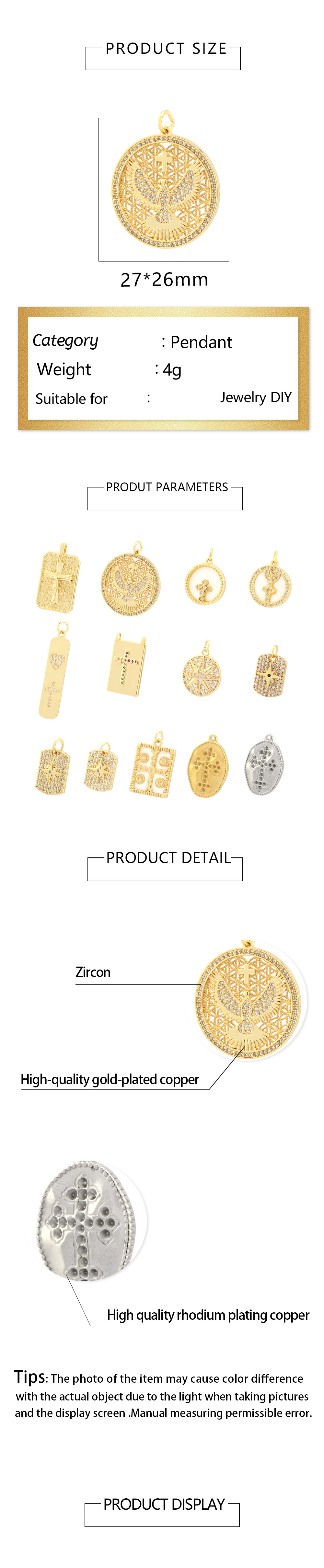 Hip-hop Simple Style Cross Copper Plating Inlay Zircon 18k Gold Plated Charms display picture 1