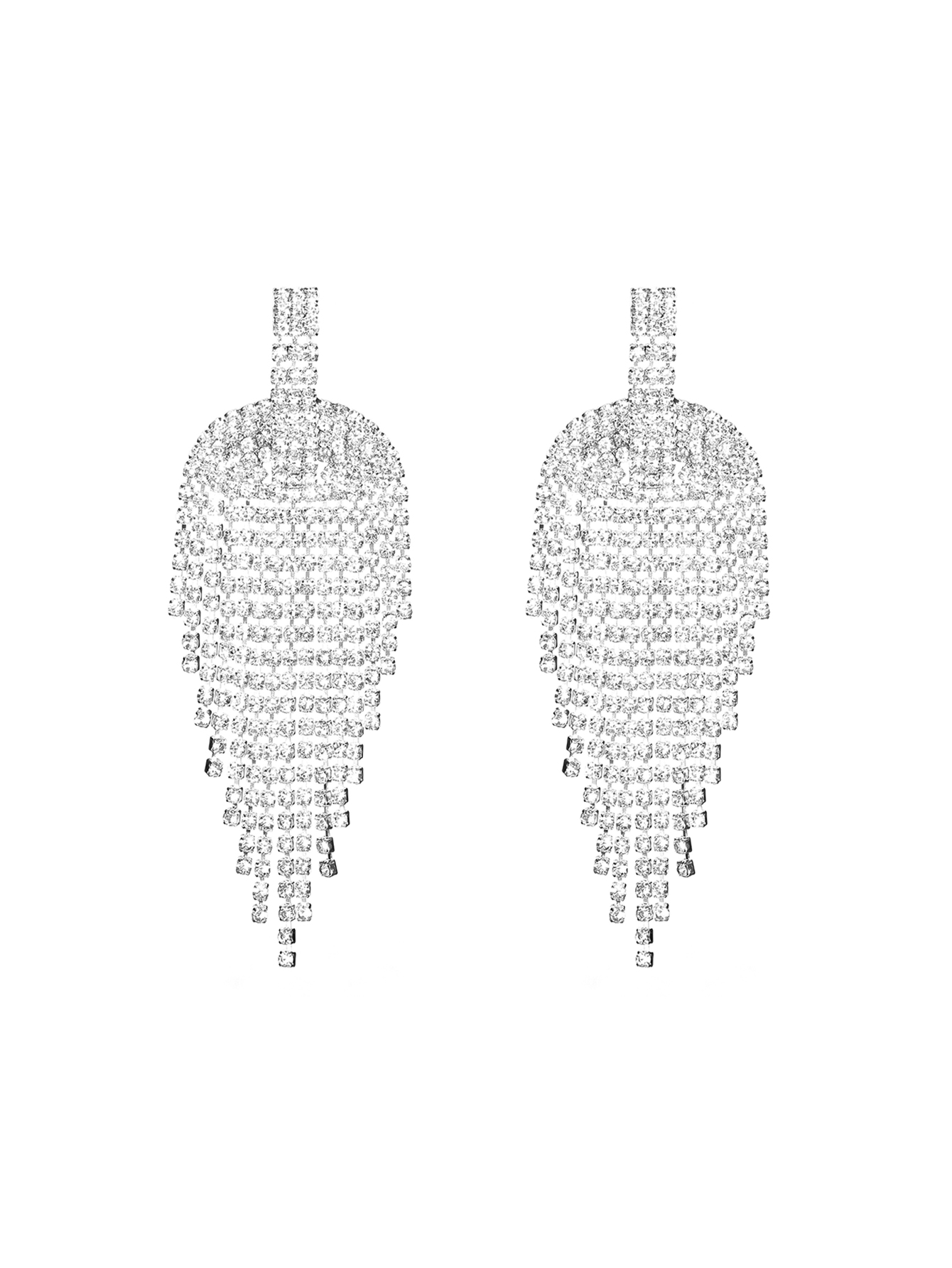1 Pair Elegant Shiny Geometric Heart Shape Inlay Alloy Rhinestones Silver Plated Drop Earrings display picture 3