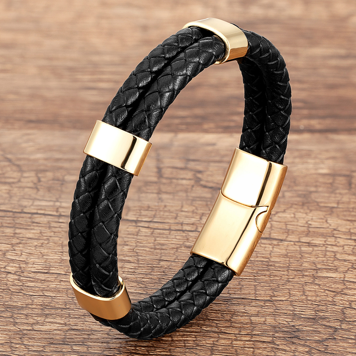Casual Geometric Color Block Leather Rope Metal Men's Bracelets display picture 1