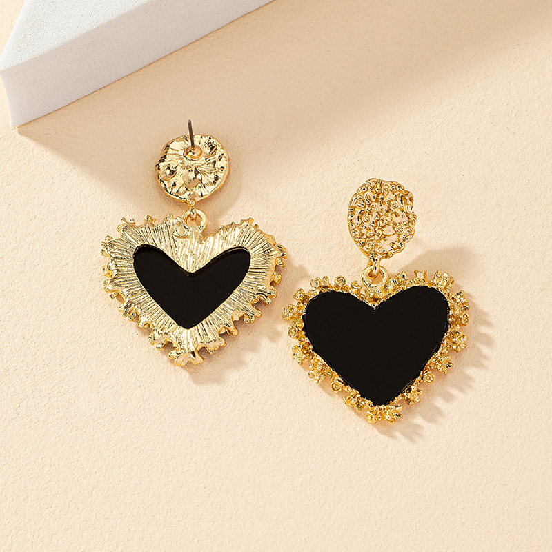 1 Pair Vintage Style Heart Shape Plating Zinc Alloy 14k Gold Plated Drop Earrings display picture 6