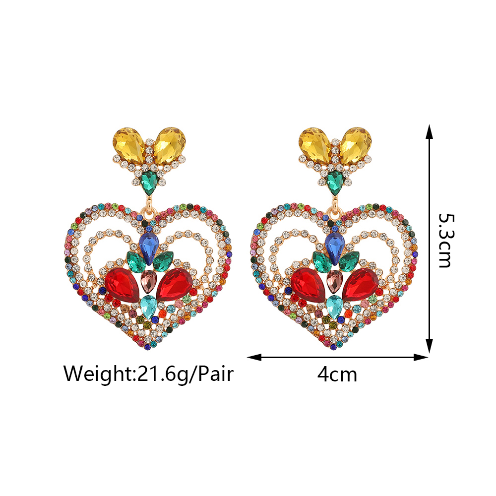 1 Paar Elegant Herzform Überzug Inlay Zinklegierung Strasssteine Hängende Ohrringe display picture 1